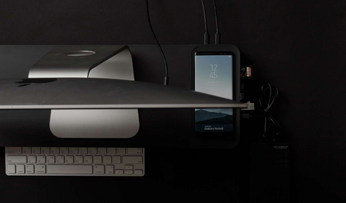 Pout 3-in-1 Monitor Stand Hub with Wireless Pad Black