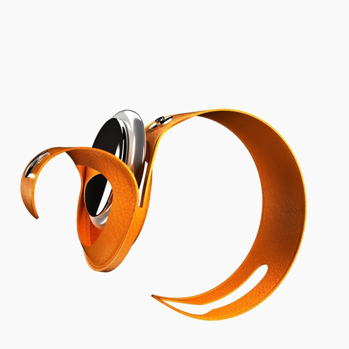 HI5 Long Leather AirTag Case Yellow