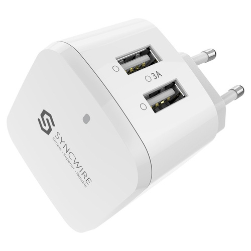 Syncwire - ładowarka sieciowa na 2 porty USB (biała)