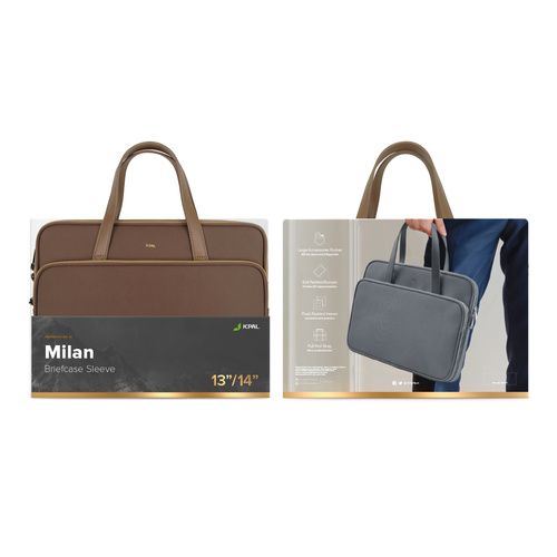 JCPal Milan briefcase Sleeve, for 13/14-inch, Sepia Brown