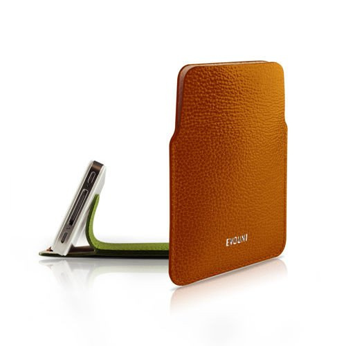 Skórzane Etui na iPhone 5/5s 4/4s - Evouni Leather Stand Pouch (pomarańczowy)