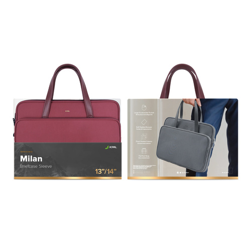JCPal Milan briefcase Sleeve for 13/14-inch, Ruby-Red