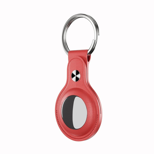 HI5 Short Leather AirTag Case Red