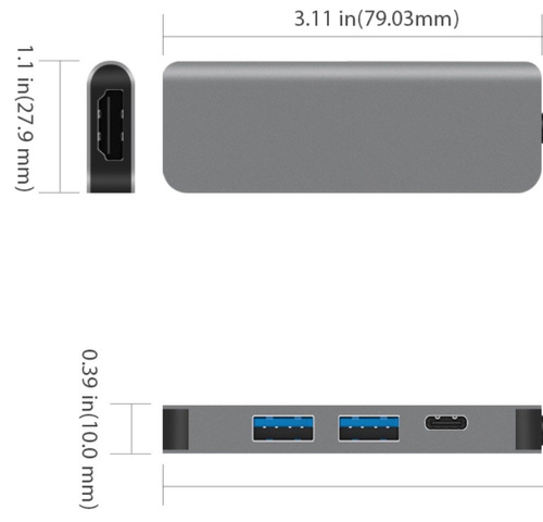 JCPAL Linx 4in1USB-C(PD) to 4K HDMI Hub 2xUSB Smallest
