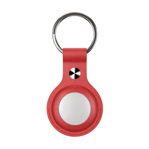 HI5 Short Leather AirTag Case Red