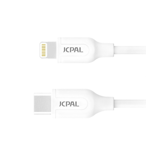 Zestaw szybkiego ładowania - Ładowarka Hi5 PD20W + JCPal LINX FlexLink USB-C To Lightning Cable MFI (White)