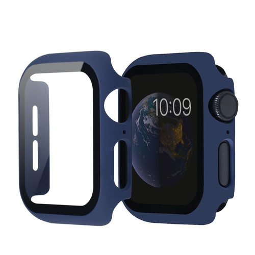 Hi5 Defender Navy Blue - Etui ochronne ze szkłem dla Apple Watch 44mm