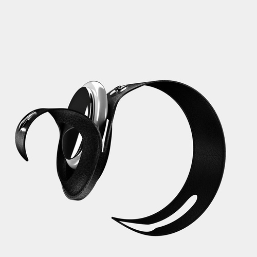 HI5 Long Leather AirTag Case Black