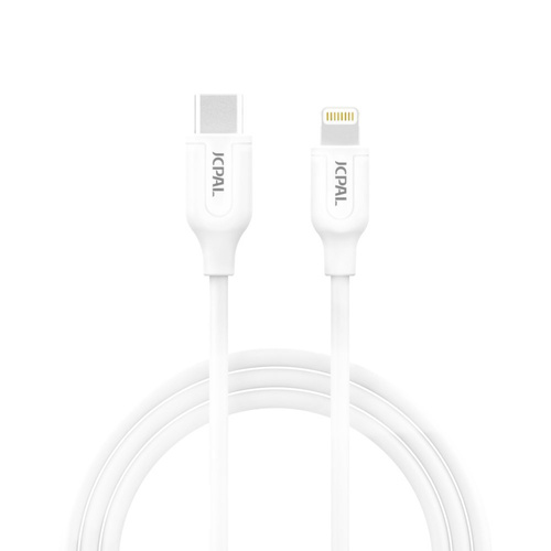 Zestaw szybkiego ładowania - Ładowarka Hi5 PD20W + JCPal LINX FlexLink USB-C To Lightning Cable MFI (White)