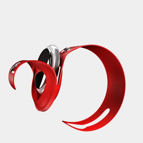 HI5 Long Leather AirTag Case Red